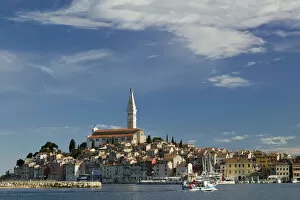 Images Dated 30th May 2007: CROATIA, Istria, ROVINJ. ROVINJ harbor view with Cathedral of St. Euphemia / Morning