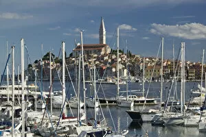 Images Dated 30th May 2007: CROATIA, Istria, ROVINJ. ROVINJ harbor view with Cathedral of St. Euphemia / Morning