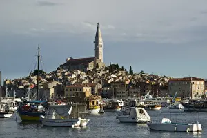 Images Dated 30th May 2007: CROATIA, Istria, ROVINJ. ROVINJ harbor view with Cathedral of St. Euphemia / Morning