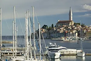 Images Dated 30th May 2007: CROATIA, Istria, ROVINJ. ROVINJ harbor view with Cathedral of St. Euphemia / Morning