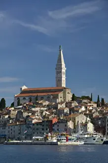 Images Dated 30th May 2007: CROATIA, Istria, ROVINJ. ROVINJ harbor view with Cathedral of St. Euphemia / Morning