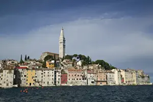 Images Dated 30th May 2007: CROATIA, Istria, ROVINJ. ROVINJ waterfront view with Cathedral of St. Euphemia / Morning
