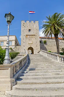 Fred Lord Prints: Croatia, Korcula. Front gate of walled city