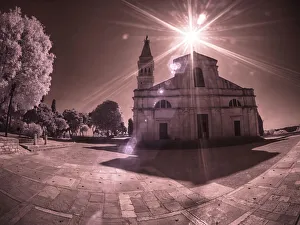 Rovinj Prints: Croatia, Rovinj. The Church of St. Euphemia with morning sun streaming through