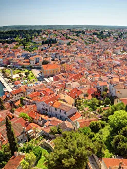 Images Dated 9th January 2023: Croatia, Rovinj, Istria. Town of Rovinj and harbor taken from the tower of the Cathedral of St