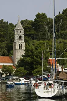 CROATIA, Southern Dalmatia, CAVTAT. Harbor View with the Monastery of Our Lady of