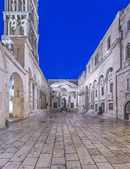 Croatian Prints: Croatia, Split, Diocletians Plaace at Dawn
