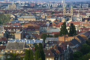 Images Dated 2nd May 2007: Croatia-Zagreb. Aerial View of the Lower Town at Sunset