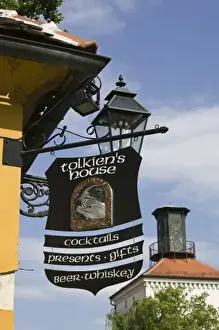 Whiskey Prints: Croatia-Zagreb. Old Town Zagreb-Sign for Tolkeins House Cafe