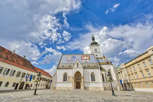 Images Dated 18th May 2018: Croatia, Zagreb. St. Marks Catholic Church and plaza