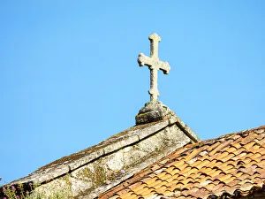 Gothic Prints: Cross on the top of the old Santiago Cathedral