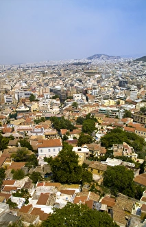 Athens Prints: Crowdwd city of Athens Greece from above at the Acropolis