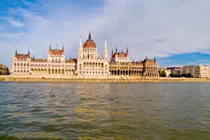 Images Dated 2050: Cruise river taken from ship of Danube River and Parliament in Budapest Hungary