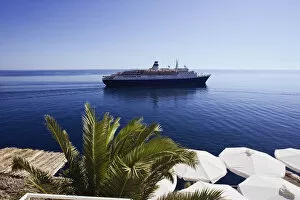 Cruise Ship in the Adriatic Sea leaving the historic harbor of Dubrovnik, Croatia