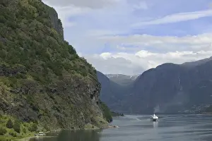 Boating Prints: Cruise ship at flam along, Sogne Fjord Southern Fjord, Norway