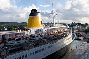 Images Dated 16th December 2004: A cruise ship in the harbor in St. Johns, Antigua, in the southern Carbibbean