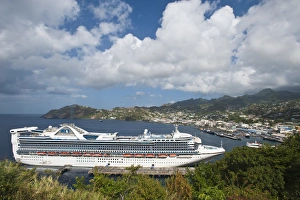 Windward Island Prints: Cruise ship in Kingstown, harbour St. Vincent & The Grenadines