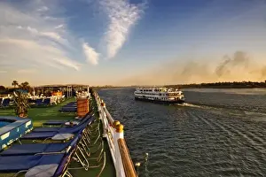 Nile Prints: Cruise ships passing on the Nile River, near Aswan, Egypt