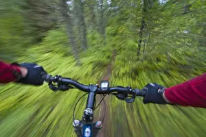 Images Dated 5th September 2008: Cruising down a buff section of singletrack trail from the riders perspective near