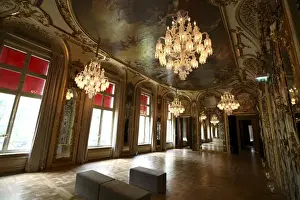 Art And Craft Prints: Crystal chandeliers decorating the main hall of Galerie-Musee Baccarat. Paris. France