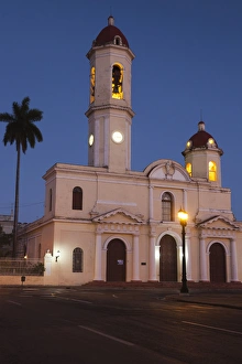 Images Dated 8th March 2012: Cuba, Cienfuegos Province, Cienfuegos, Catedral de Purisima Concepcion cathedral, dusk