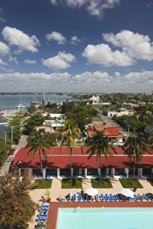 Images Dated 9th March 2012: Cuba, Cienfuegos Province, Cienfuegos, Punta Gorda, Hote Jagua pool, elevated view