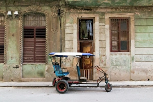 Images Dated 31st July 2024: Cuba, Cienfuegos. Tuk Tuk, small wheeled cart transportation