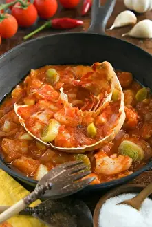 Cuba, food, cuban lobster, langosta en pure de tomate, traditional