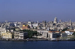 Cuba, Havana, Casablanca. Panoramic view of Havana across river from Christ statue