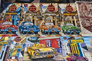 Images Dated 2nd March 2012: Cuba, Havana, Castillo de los Tres Santos Reys del Morro fortress, souvenir paintings