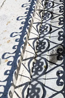 Havana Prints: Cuba, Havana, Colon Cemetery. Wrought iron fence and shadow