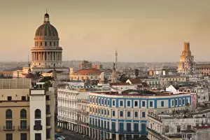 Images Dated 2nd March 2012: Cuba, Havana, elevated city view towards the Capitolio Nacional, morning