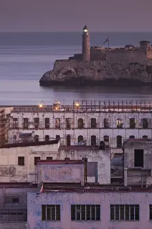 Images Dated 2nd March 2012: Cuba, Havana, elevated city view above Paseo de Marti towards Castillo de los Tres