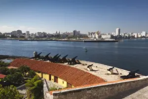 Communist Prints: Cuba, Havana, elevated view of the Malecon from the Castillo de los Tres Santos Reys