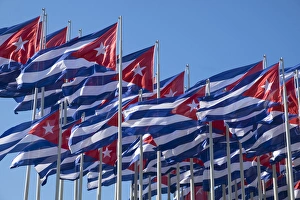Images Dated 26th January 2014: Cuba, Havana. Flags wave in the breeze