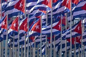 Havana Prints: Cuba, Havana. Flags wave in the breeze