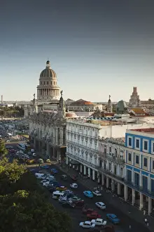 Images Dated 17th March 2012: Cuba, Havana, Havana Vieja, the Capitolio Nacional and buildings by the Parque Central
