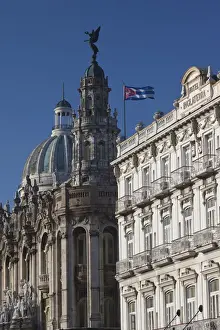 National Capitol Prints: Cuba, Havana, Havana Vieja, dome of the Capitolio Nacional, Gran Teatro de a Habana