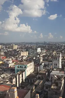 Cuba, Havana, Havana Vieja, elevated view of Old Havana buildings