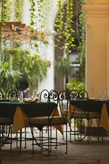 Communist Prints: Cuba, Havana, Havana Vieja, restaurant tables