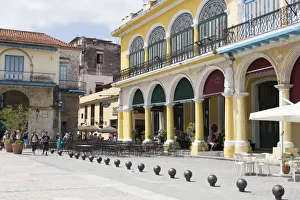 Havana Prints: Cuba, Havana, Old Havana. Tourists in Old Square