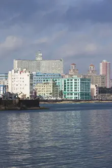 Images Dated 3rd March 2012: Cuba, Havana, Vedado, elevated view of buildings along the Malecon