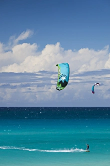 Cuba, Matanzas Province, Varadero, Varadero Beach, parasailing
