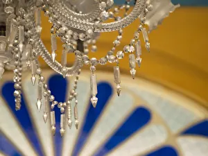 Chandelier Prints: Cuba, Santa Clara, ornate chandelier in historic theater