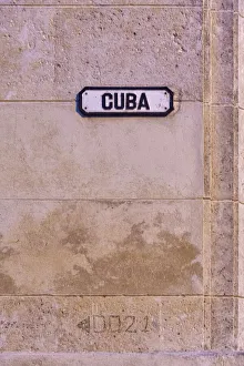 Prints of Cuba street sign on pink wall in Old Havana, La Habana Vieja, Cuba Caribbean Prints: Cuba street sign on pink wall in Old Havana, La Habana Vieja, Cuba