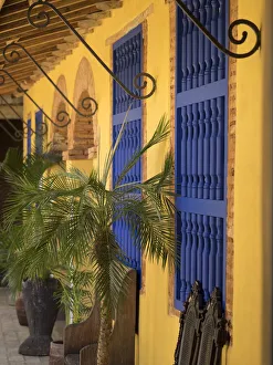 Cuba, Trinidad, UNESCO World Heritage Site, blue shutters in courtyard of Casa Particular, Spanish style colonial home Cuba, Trinidad, UNESCO World Heritage Site, blue shutters in courtyard of Casa Particular, Spanish style colonial home