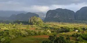Region Prints: Cuba, Vinales. Panoramic view of the valley of Vinales with mogote