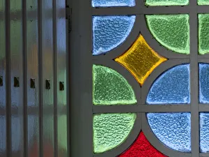 Cuba Prints: Cuba, Vinales, UNESCO World Heritage Site, stained glass window