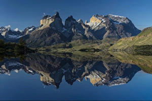Prints of Cuernos del Paine (Horns of Paine) at sunset, Torres del Paine National Park, Chile, Patagonia Images Dated 2016 December: Cuernos del Paine (Horns of Paine) at sunset, Torres del Paine National Park, Chile