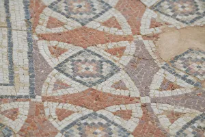 Cyprus, Roman archaeological site of Kourion. Detail of ancient mosaic floor with ornate